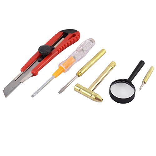 Click Here to See More Images DealMux Hammer Magnifier Cutter Slotted Phillips Screwdriver Plastic Metal Hand Tools Set 6 in 1