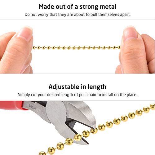 Pull Chain with 35.4 inches Extension, Kinghouse 2 pcs 13.6 inches 3.2mm Beaded Ball Fan Pull Chain Set including Beaded and Pull Loop Connectors, ELegant Holiday Gift Set (Bronze) - Thumbnail 4