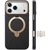 TORRAS iPhone 2025 Promax Case, New Sensation Leather / Skin Touch, Ring Stand, MagSafe Compatible, Ostand Q3 Leather Tone, 360° Rotation, Supports Both Vertically and Horizontally, Magnetic, Leather