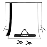 Slow Dolphin Photography Background Support Backdrop Stand Kit With 2 Colors Fabric Pure Cotton 6-1/2'x10' Backdrop (Black and White)