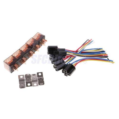 FidgetFidget 5PCS DC 12 Volt 60 Amp SPDT Automotive Relay W/Wires & Harness Socket 5Pins