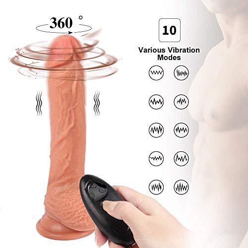 10 Multi-Speeds USB Rechargeable Rotating Massager Wand with Suction Cup Waterproof 8.43 Inch Remote Control Massager OS1K