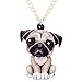 NEWEI Acrylic Sweet Cartoon Pug Dog Necklace Pendant Chain Adorable Puppy Pets Jewelry Accessories for Women Gifts