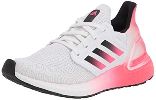 adidas Men's Ultraboost 20 Running Shoe, White/Black/Signal Pink