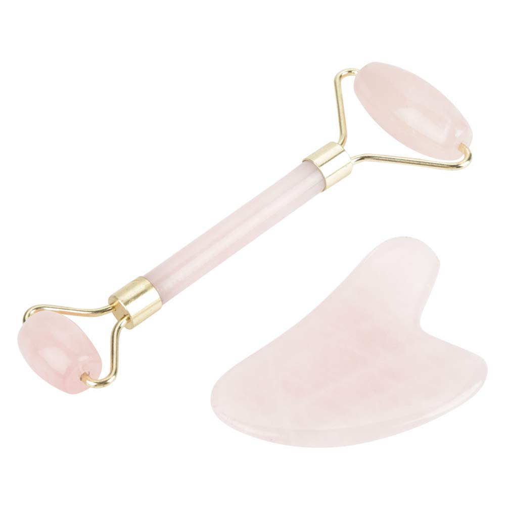 Face Rollers for Women, Gua Sha Rose Quartz Face Massager Roller Facial Eyes Massager Tool for Reduce Wrinkles Puffy Eyes