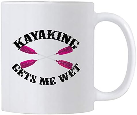 Casitika Funny Kayak Coffee Mugs. Kayaking Makes Me Wet. 11 oz White Ceramic Lake Boat Life Mug.