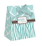 Creative Converting Baby Shower Wild Safari 12 Count Die Cut Favor Bags, Blue