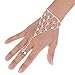 Fast Jewelry Vintage Ladies Girls Silver Alloy Rhinestone Slave Bracelet with Ring Attached