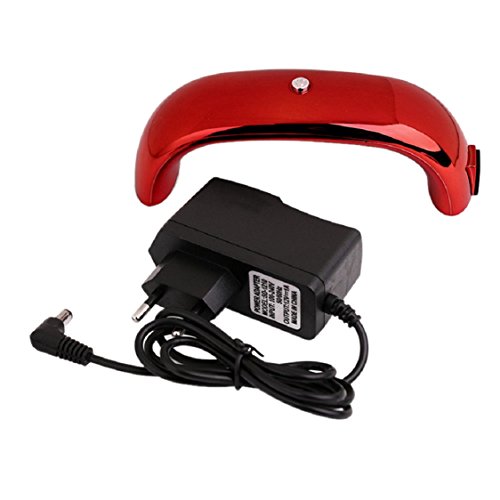 Portable Nail Dryer,Ikevan 6W 100-240V Mini Nail Art Gel Curing LED UV Lamp Dryer Bridge Shape (Red) - Thumbnail 2