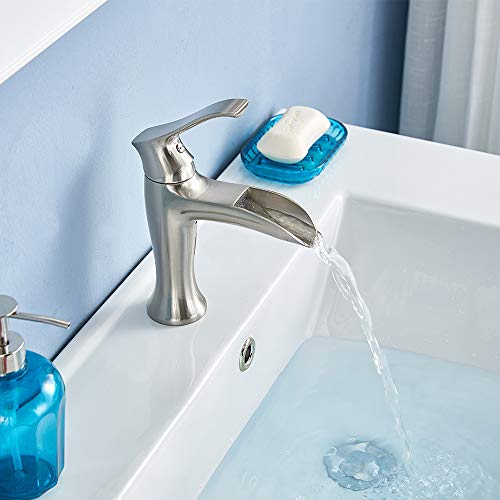 Ufaucet Commercial Modern Brushed Nickel Single Handle Waterfall