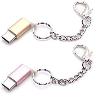 USB Type C to Micro USB Adapter 2-PACK Keychain - COSMOCAT USB to Type C Convert Kit 2 pcs (Gold &amp; Pink)