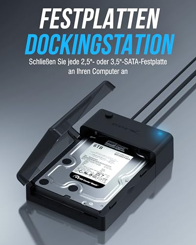 SABRENT Hard Drive Docking Station for 2.5"/3.5" SATA HDD & SSD USB-A 5Gbps - External Hard Drive Enclosure USB 3.0 - Docking Station without Hard Drive (EC-DFLT)