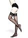 Moochi Women 20 Denier Ultra Sheer Thigh High Stockings with Silicone Lace Top (Black)