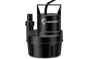 Lanchez Utility Pump 1/6 HP Submersible Sump Pump, 1037 GPH Flow Drain Clean Water for Swimming Pool Garden Pond Basement，Transfer Pump with 25ft Long Power Cord