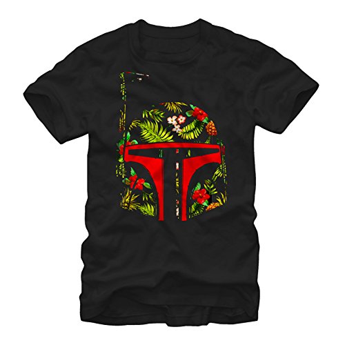 Star Wars Boba Fett Tropical Print Helmet Mens Graphic T Shirt - Fifth Sun