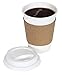 CucinaPrime 12oz White Disposable To-Go Paper Coffee/Hot Beverage Cups with White Lids and Sleeves- 50 Pack