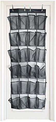Apalus Over the Door Shoe Organizer, Door-mounted Storage, Sneakers, Sandals Rack with Mesh Pockets for Easy Storage with 2 Adjustable Door Hooks, Fits Most Door Sizes(24 Pockets)