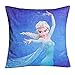 Jerry Fabrics Set of 2 100% Cotton Velvet Frozen Elsa and Anna Decorative Throw Pillow Cover Home Decor Design Set Cushion Case for Sofa Bedroom Car Hiddern Zipper 18×18 Inch(45×45 cm) (Dark Blue 1)