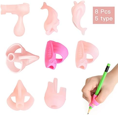 Pencil Grip Writing Claw for Kids Handwriting,Stylus Silicon Grips for Better Comfort and Ergonomic Grip Posture Correction Tool for Pencils (8PCS) (Light pink)