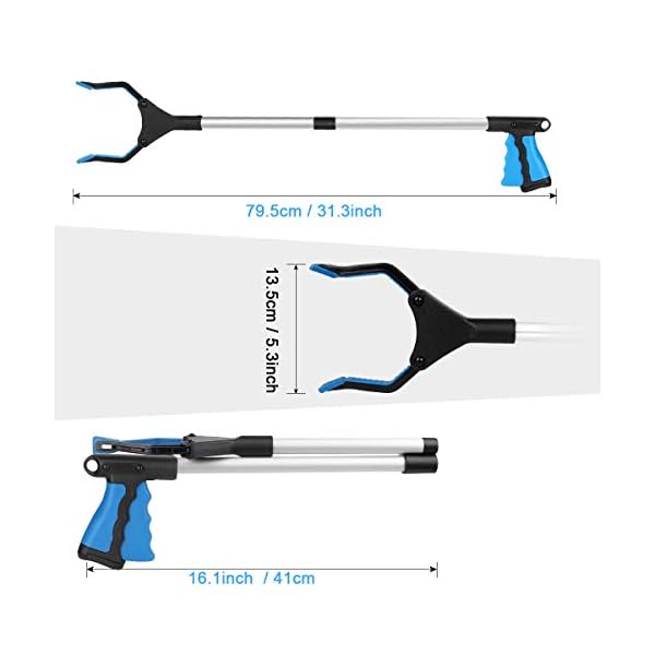 Eyscoco Garten Greifer,Greifzange,Faltbare Greifer Aluminium 0°-180°Abgewinkelter Arm,90°Drehbarer Kopf,80cm Lang… – Bild 7