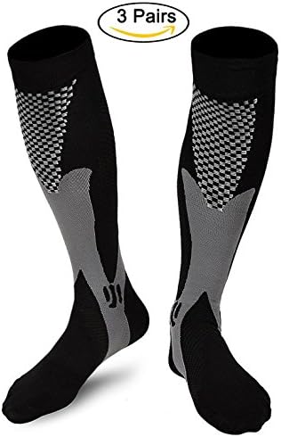 Compression Socks 20-30 mmhg,3 Pairs Compression Socks for Men Woman By JVSOLVY Athletic Graduated Compression Sock for Plantar Fasciitis Traveling,Nursing Pregnancy Compression Socks