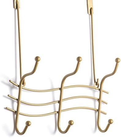 Wall Mounted and Over The Door Decorative Metal Hooks/Hangers/ Organizer/Rack/Storage for Coats Keys Towels Hats Scarves Bags Jewelry – 6 Hooks for Bedroom Bathroom Kitchen Entryway(Gold)
