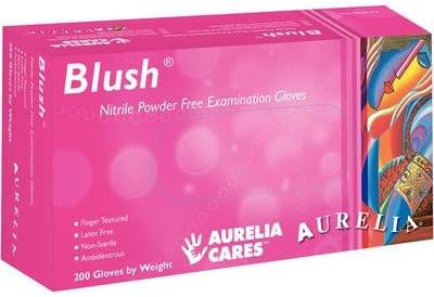 1000 x Aurelia Blush Pink Nitrile Gloves Size SMALL - Strong Disposable Latex Free Powder Free Gloves S (5 Boxes x 200 Gloves)