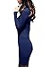 v28 Women Cowl Neck Knit Stretchable Elasticity Long Sleeve Slim Fit Sweater Dress M/L US 10-16 Blue