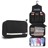 Travelmall Travel Toiletry Bag Business Toiletries Bag for Men Shaving Kit Waterproof Compact Hanging Travel Cosmetic Pouch Case for Women Christmas Gifts Black