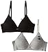 Trimfit Big Girls' Lightly Lined Wirefree Cotton Bra (Pack of 2), Grey Scotty/Black, 32A
