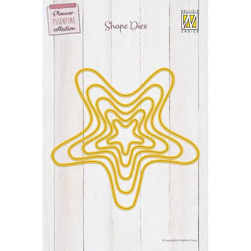 Nellie's Choice SD314 Stanzschablone Sterne Cutting Die-15, 5 Stück-Stanzform-Karten Basteln-Bastel Scrapbooking, Weihnachten und DIY-Scrapbook Zubehör, Gelb, 15,7 x 15 cm
