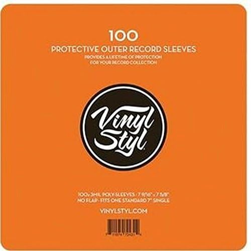 Vinyl Styl 45 RPM Vinyl Record Protective Outer Sleeves - 7" - 100 Ct (Clear)