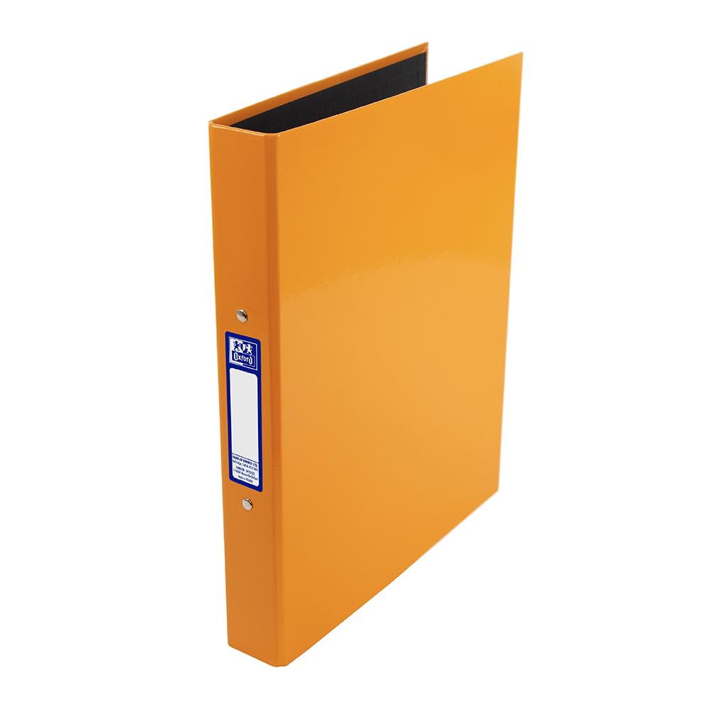 Oxford Premium A4 Ring Binder, Orange Single Folder, 25mm Capacity, Laminated Paper on Board