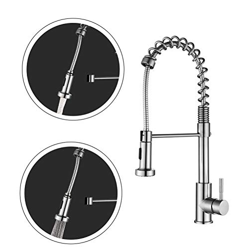 MOWA HMU2318F 23 Inch Undermount 16 Gauge Stainless Steel Bar Prep Kitchen Sink, 10-inch Deep Laundry Sink w/Basket Strainer & Protection Grid + Brushed Nickel Pull-down Faucet Combo