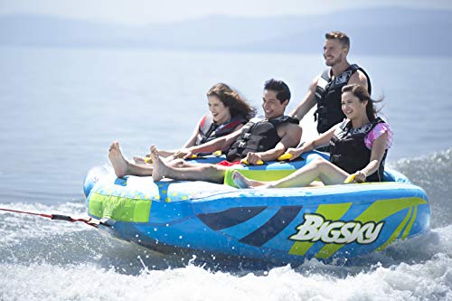 Big Sky Big Glider Towable, Inflatable Water Tube for 4, Boating Tube for Lake, Beach, River, Snow. Watersports Towables has Dual Boston Valve for Quick Inflation, Deflation - 4 Man Toys & Floats