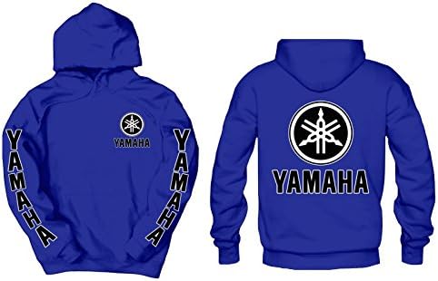 Yamaha Front, Back, &amp; Sleeves Logos Hoodie, XL Blue