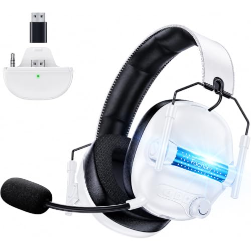 Wireless Gaming Headset for Xbox Series X|S|One, PC, PS5, PS4, Switch, 2.4GHz and Bluetooth 5.4 Headset Wireless with Microphone, Low Latency Noise Cancelling, Foldable, with LED Light, 60 Hours