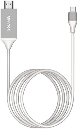 USB C to HDMI Male Cable/ USB 3.1 Type C to 4K HDTV Adapter Cord for Macbook/ ChromeBook Pixel/ Samsung Galaxy S8 and More (White/6.6ft /Thunderbolt 3 Compatible)