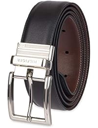 Tommy Hilfiger Reversible Leather Belt - Casual for Mens Jeans with Double Sided Strap and Silver Buckle , Black/Brown, 34