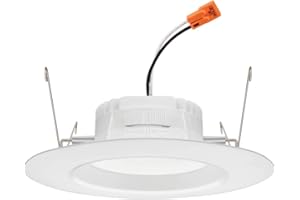 Juno 5"/6" Inch LED Recessed Lighting, RetroBasics Series LED Downlight Trim Kit, Regressed 5"/6" Ceiling Light with 5-in-1 Switchable White Color, 860 Lumens, Baffle Trim, Matte White