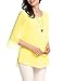 ACEVOG Womens Casual Scoop Neck Loose Top 3/4 Sleeve Chiffon Blouse Shirt Tops