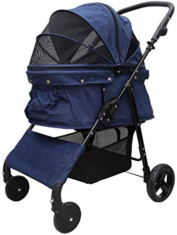 ココハート 甘えん坊バギーbig ４輪ペットカート 中型犬も余裕のビッグサイズ 対面式 多頭用 耐荷重30kg Big デニム