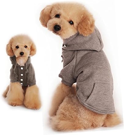 Meago Dog Hoodie with Pocket Soft Cotton Fashion Poodle Clothes Maltese Sweater Puppy Sweatshirt for Small Dogs (L, Black)