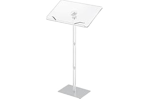 KSacry X-Large Acrylic Podium Stand,42.3" H Pulpits for Churches, Lecterns &Podiums,Conference Portable Podium for Weddings, Classroom, Presentation Podiums,Metal Base(23.6" L x 15.7" W x 42.3" H)