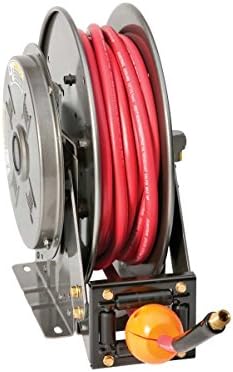 Hannay Reels N716-19-20-10.5J Series N700 Spring Retractable Air Water Oil Hose Reel, 1/2" x 50' (280 PSI) AR-28 Hose + HS-35 Hose Stop Installed, Heavy Gauge Steel Graphite Color Paint, Made in USA