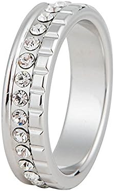 JOUGE Wedding Band Ladies Engagement Eternity Rings 18K Plated Cubic Zirconia Crystal Promise Band Ring 5.6MM