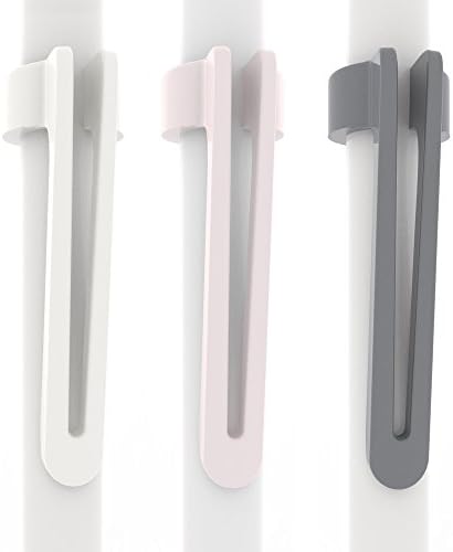 [3-Pack] Pen Pal Clip for Apple iPad and iPad Pro Pencil, White/Pink/Charcoal