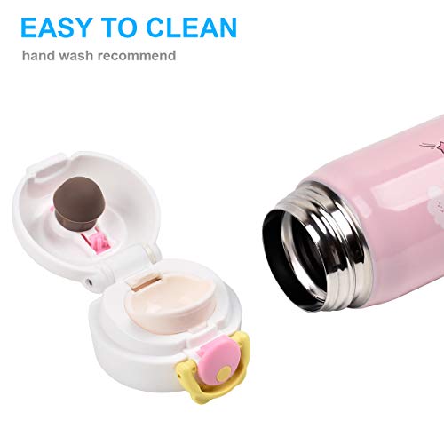 Kids Water Bottle Thermoses Unicorn Water Bottle Cup Metal Stainless Steel Vacuum Insulated Water Flask for School Kids Girls Lunch Box Leak Proof BPA Free Pink Unicorn