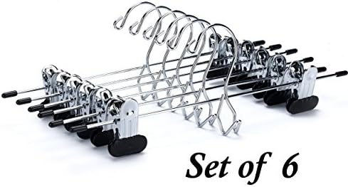 Chrome Skirt/Slack Hangers with Connecting hook. (Set of 6)