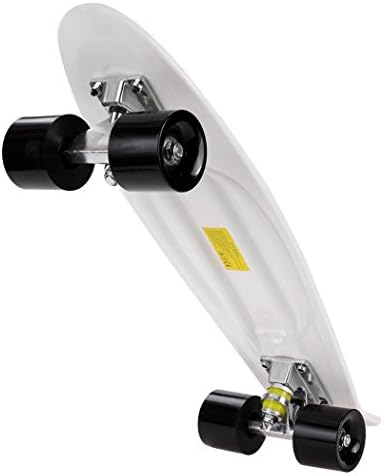 Acazon Cruiser Skateboard Mini Complete Classic Retro Style Plastic Skate Board for Kids Boys Girls Youths Beginners (US STOCK) (White+Black)